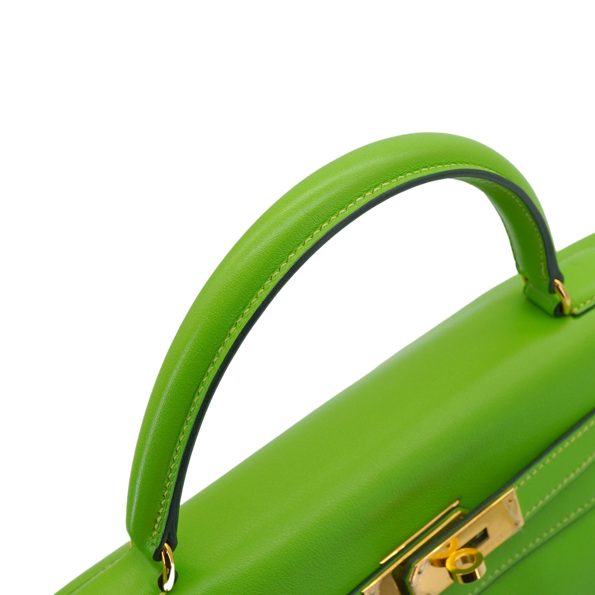 HERMES KELLY 32 RETOURNE APPLE GREEN VEAU GULLIVER HAND SHOULDER BAG 1998 SQUARE B  GOLD HARDWARE 90347153