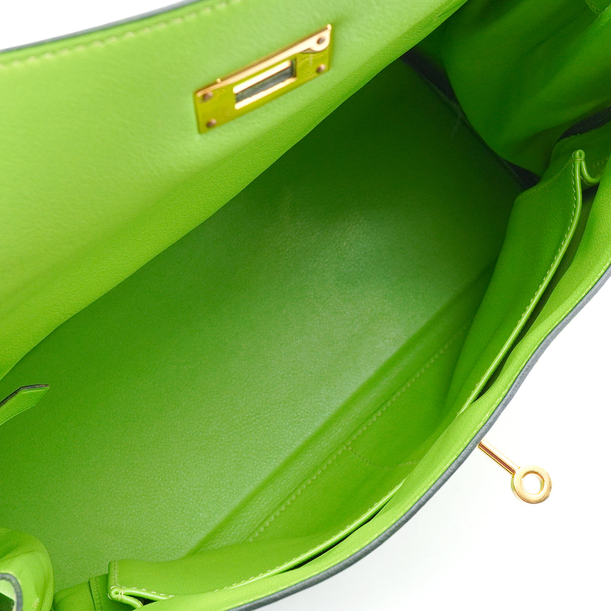 HERMES KELLY 32 RETOURNE APPLE GREEN VEAU GULLIVER HAND SHOULDER BAG 1998 SQUARE B  GOLD HARDWARE 90347153