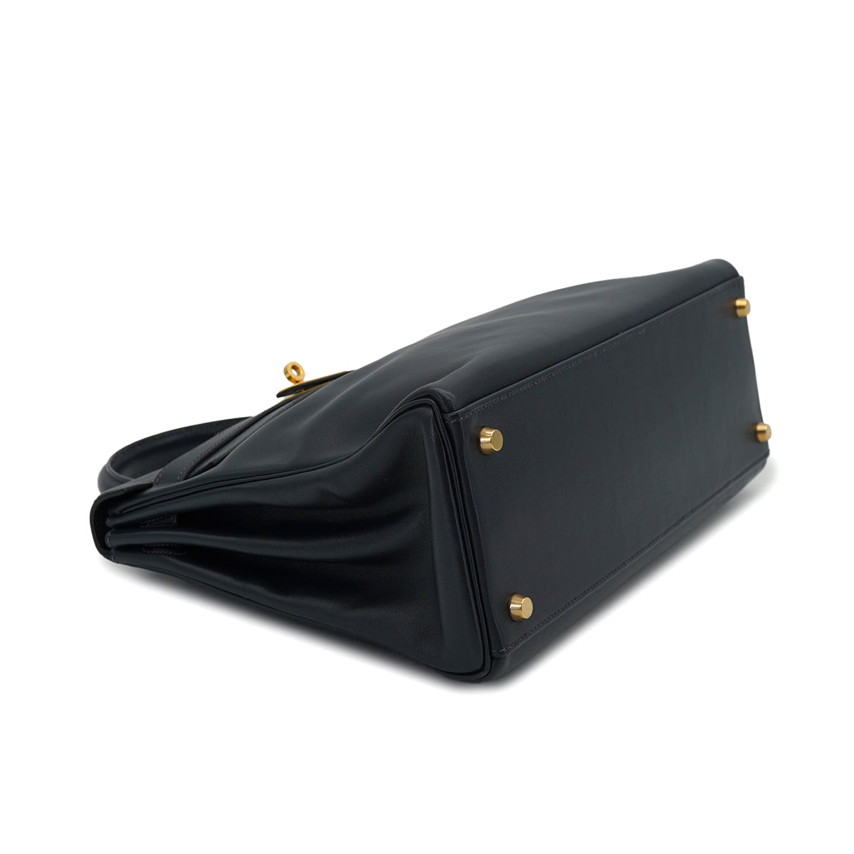 HERMES KELLY 32 RETOURNE BLUE INDIGO VEAU GULLIVER HAND SHOULDER BAG 1997 SQUARE A GOLD HARDWARE 90328921
