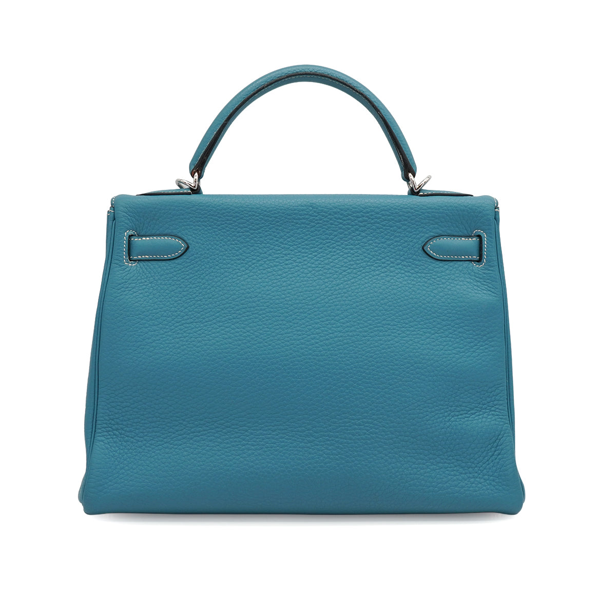 HERMES KELLY 32 RETOURNE BLUE JEAN TOGO HAND SHOULDER BAG 2005 SQUARE I PALLADIUM HARDWARE 90335880
