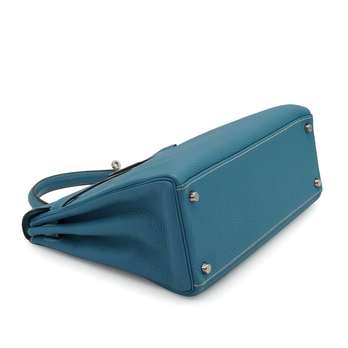 HERMES KELLY 32 RETOURNE BLUE JEAN TOGO HAND SHOULDER BAG 2005 SQUARE I PALLADIUM HARDWARE 90335880