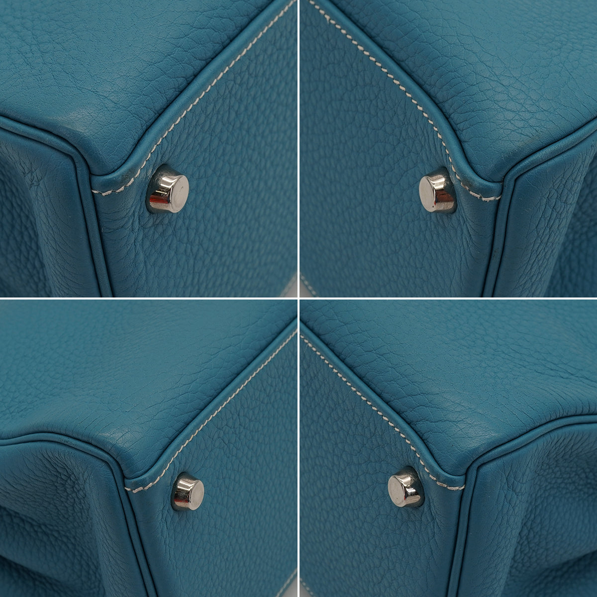 HERMES KELLY 32 RETOURNE BLUE JEAN TOGO HAND SHOULDER BAG 2005 SQUARE I PALLADIUM HARDWARE 90335880