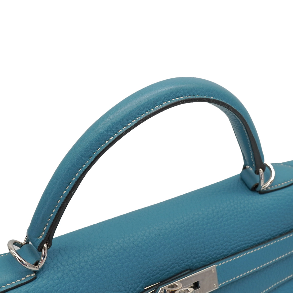 HERMES KELLY 32 RETOURNE BLUE JEAN TOGO HAND SHOULDER BAG 2005 SQUARE I PALLADIUM HARDWARE 90335880