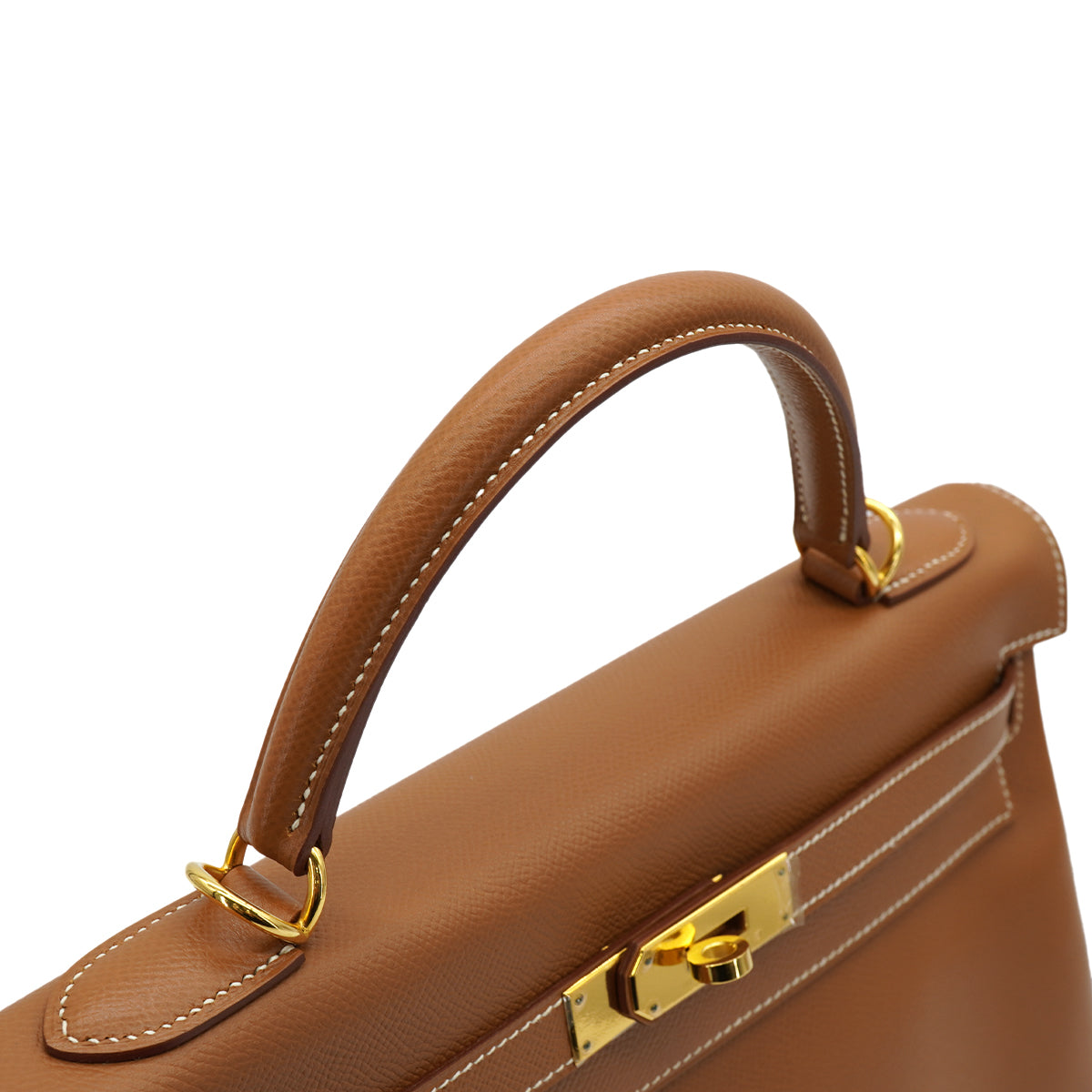 HERMES KELLY 32 RETOURNE GOLD COURCHEVEL HAND SHOULDER BAG 2000 SQUARE D GOLD HARDWARE 90331848