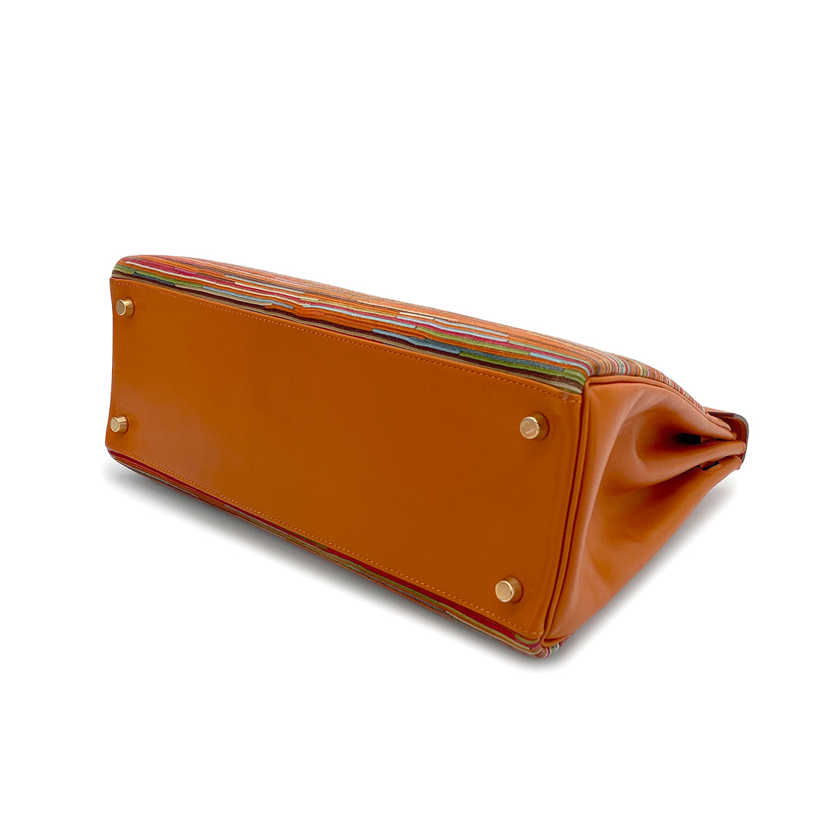 HERMES KELLY 32 RETOURNE ORANGE BOXCALF VIBRATO HAND SHOULDER BAG 2005 SQUARE I GOLD HARDWARE 90321165