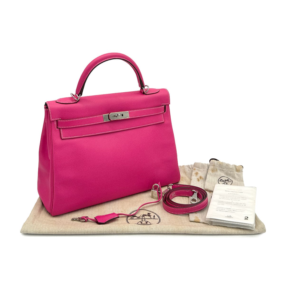 HERMES CANDY KELLY 32 RETOURNE ROSE TYRIEN RUBIS VEAU EPSOM HAND SHOULDER BAG 2011 SQUARE O PALLADIUM HARDWARE 90319698