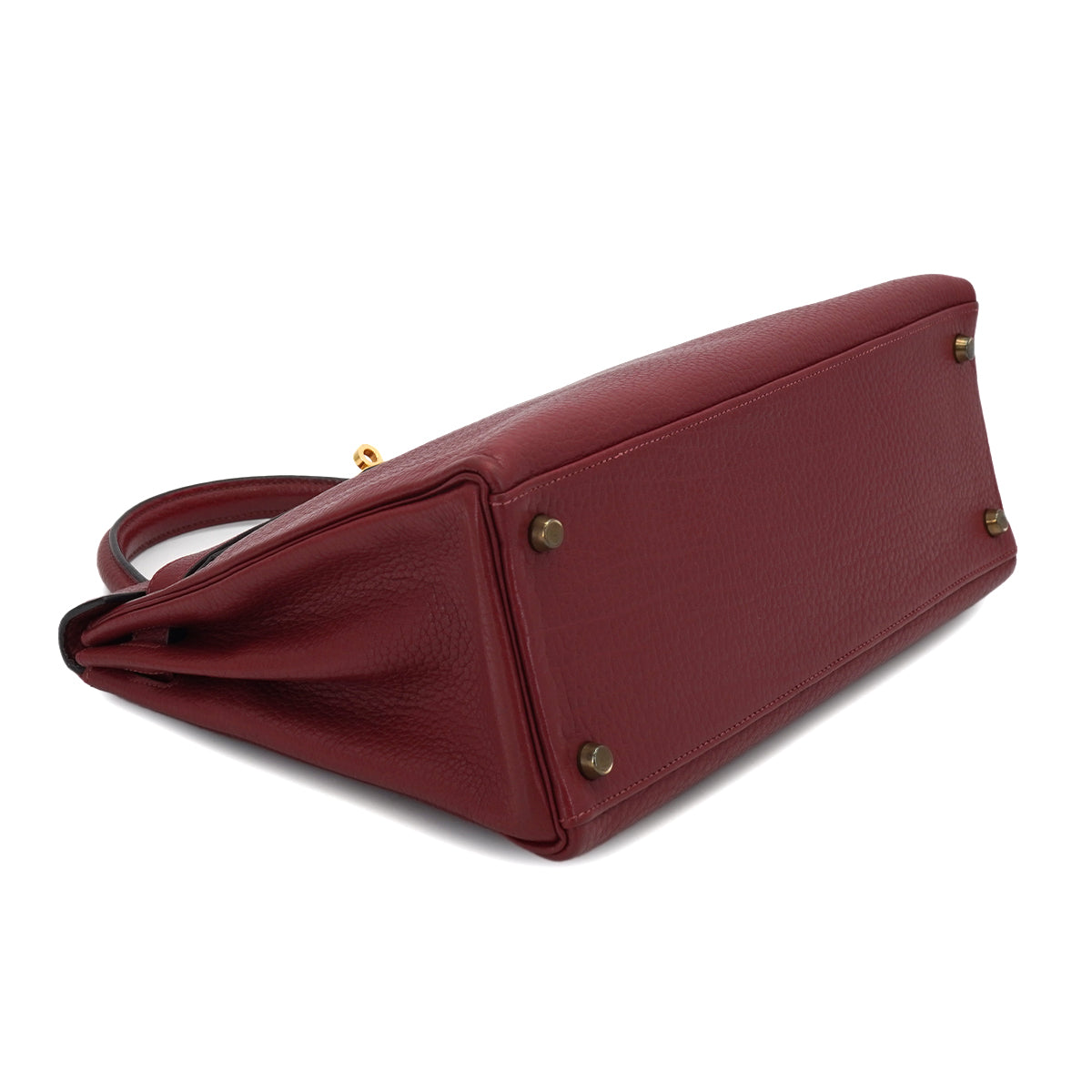 HERMES KELLY 32 RETOURNE ROUGE H TAURILLON CLEMENCE HAND SHOULDER BAG 1982 CIRCLE L GOLD HARDWARE 90331959