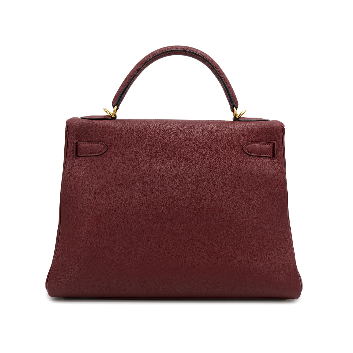 HERMES KELLY 32 RETOURNE ROUGE H TOGO HAND SHOULDER BAG 2001 SQUARE E GOLD HARDWARE 90316991