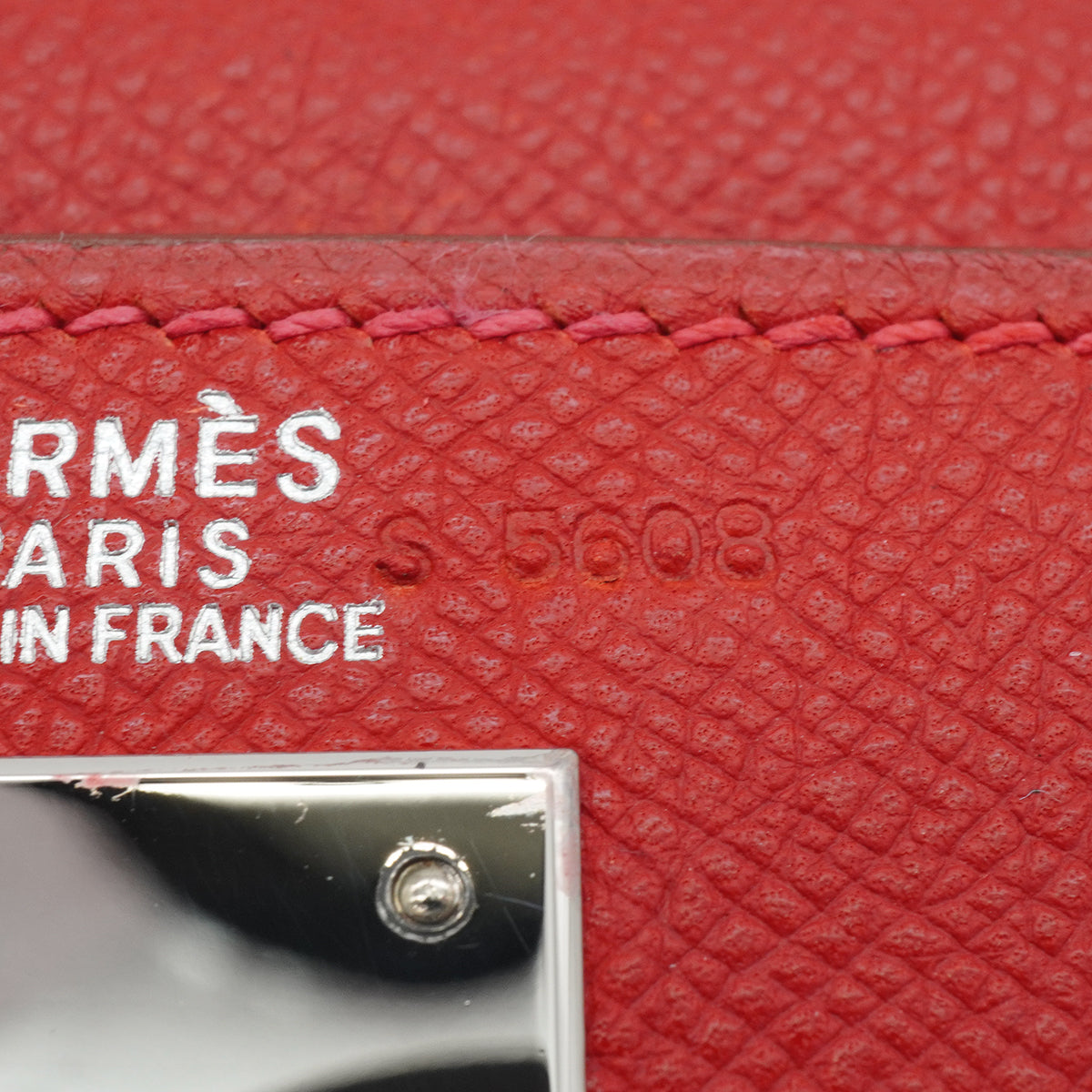 HERMES KELLY 32 RETOURNE ROUGE VIF VEAU EPSOM HAND SHOULDER BAG 2004 SQUARE H PALLADIUM HARDWARE 90334141