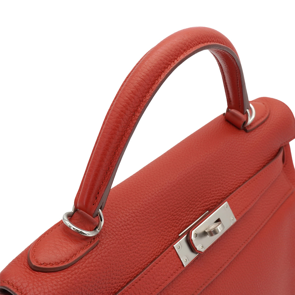 HERMES KELLY 32 RETOURNE ROUGE GARANCE TOGO HAND SHOULDER BAG 2013 SQUARE Q PALLADIUM HARDWARE 90335579