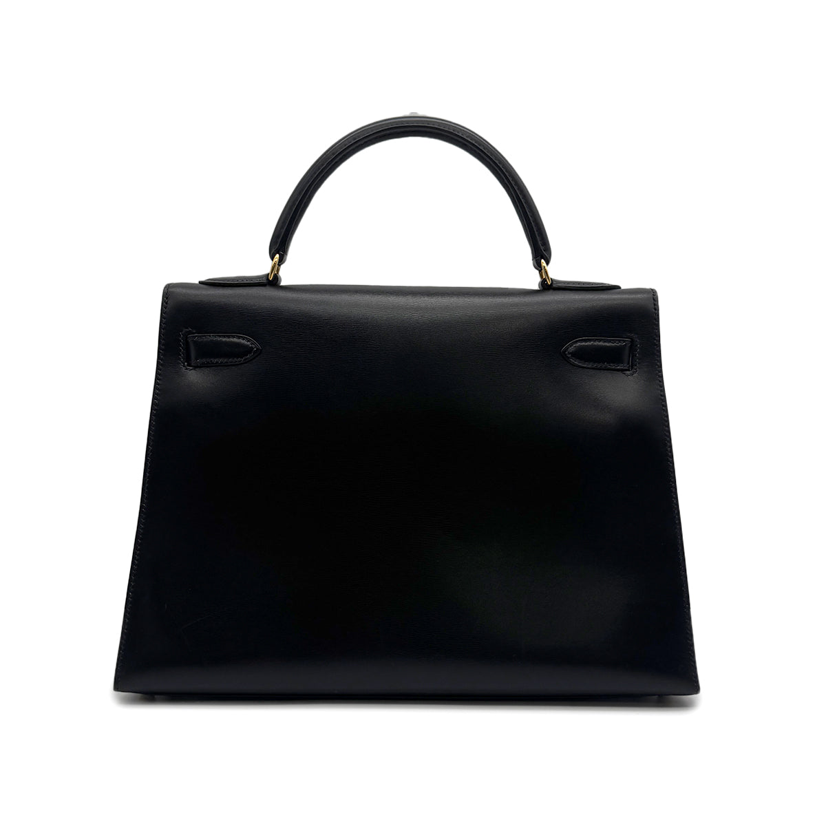 HERMES KELLY 32 SELLIER BLACK BOXCALF HAND SHOULDER BAG 1995 CIRCLE Y GOLD HARDWARE 90319653