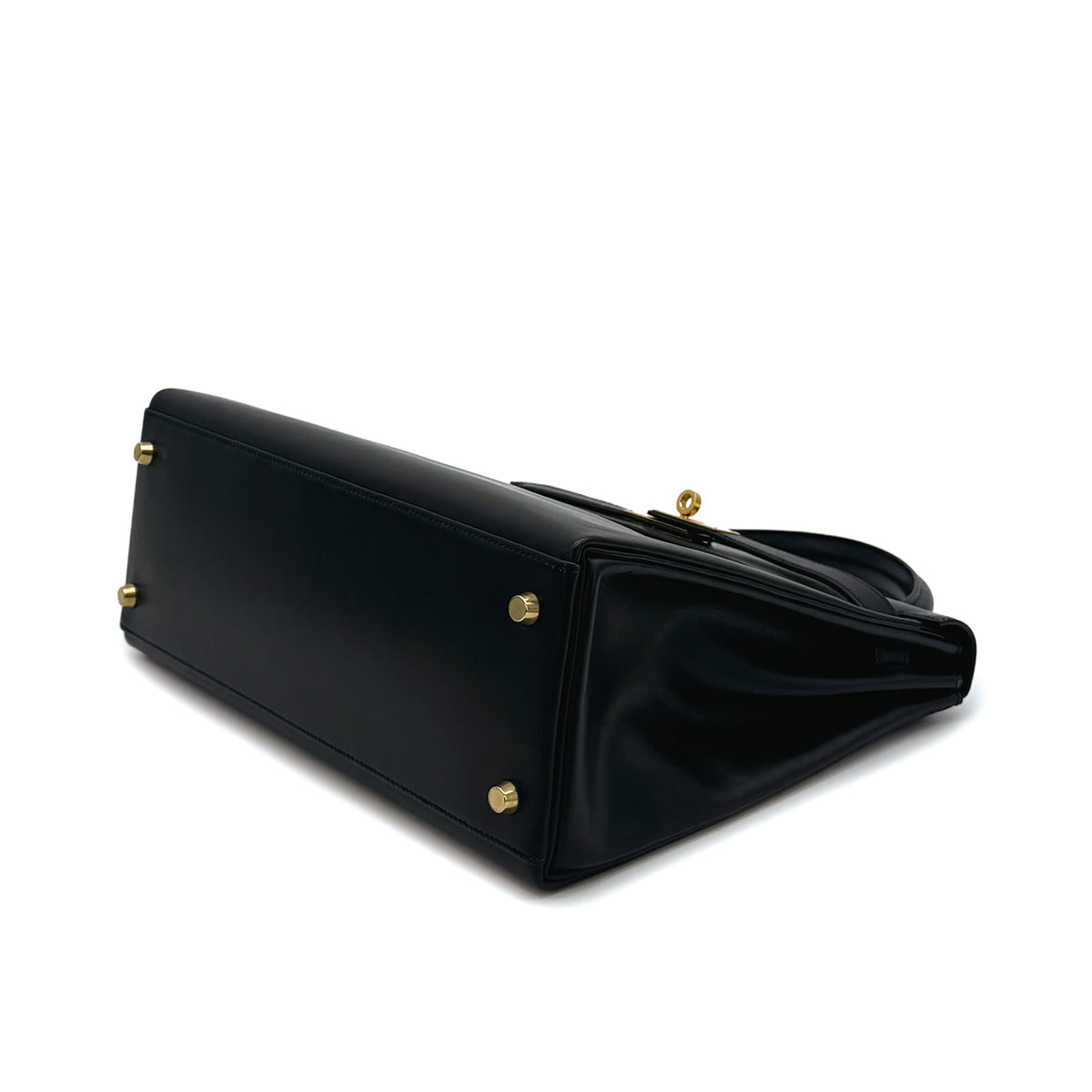 HERMES KELLY 32 RETORNE BLACK BOXCALF HAND SHOULDER BAG 1996 CIRCLE Z GOLD HARDWARE 90315617