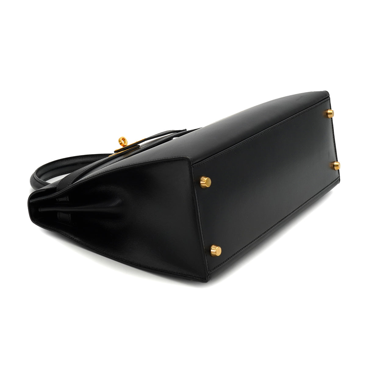 HERMES KELLY 32 SELLIER BLACK BOX CALF HAND SHOULDER BAG 1996 CIRCLE Z GOLD HARDWARE 90333264