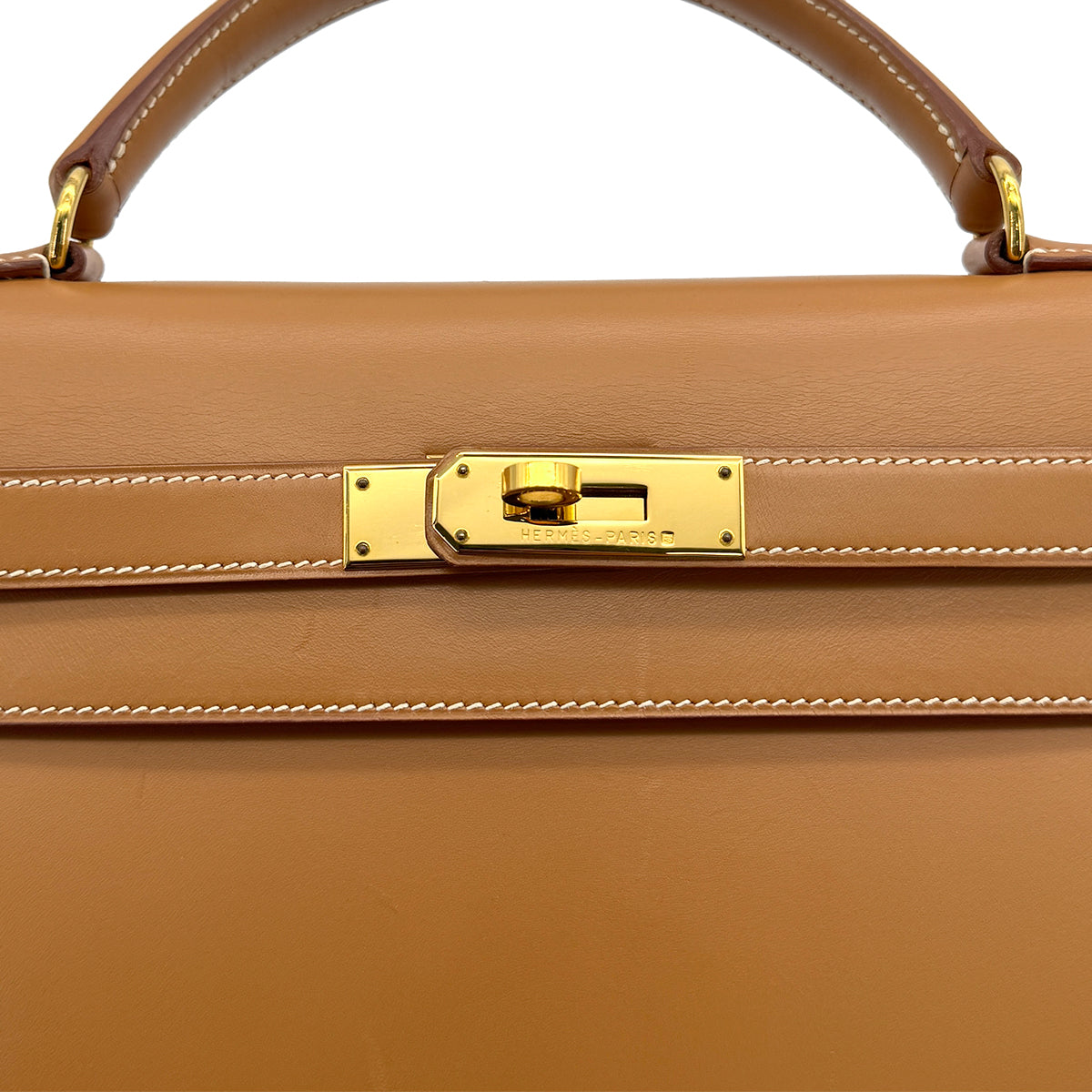 HERMES KELLY 32 SELLIER NATURAL VEAU CHAMONIX HAND SHOULDER BAG 1996 CIRCLE Z GOLD HARDWARE 90324627