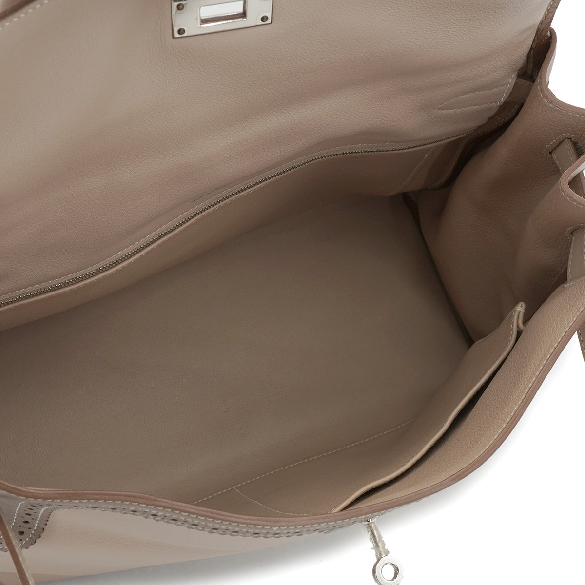 HERMES KELLY 35 GHILLIES RETOURNE ARGILE ETOUPE VEAU SWIFT HAND SHOULDER BAG 2012 SQUARE P STAMP PALLADIUM HARDWARE 90344353