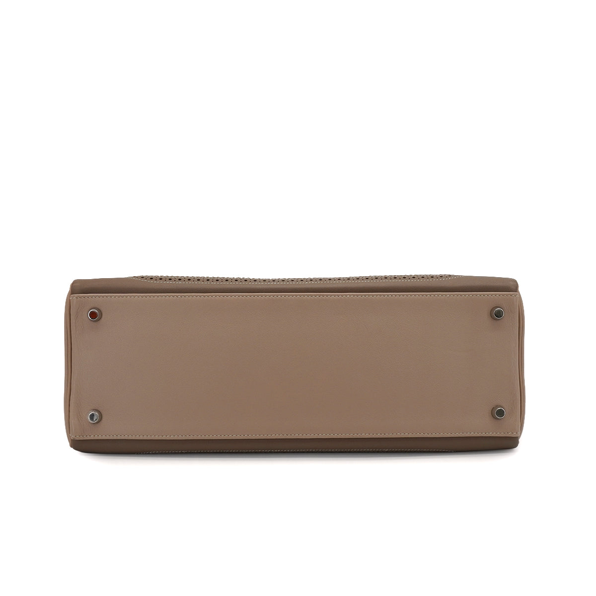 HERMES KELLY 35 GHILLIES RETOURNE ARGILE ETOUPE VEAU SWIFT HAND SHOULDER BAG 2012 SQUARE P STAMP PALLADIUM HARDWARE 90344353
