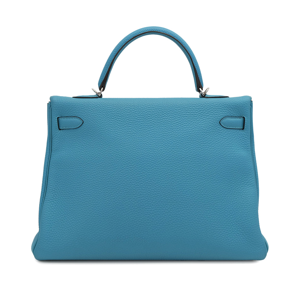 HERMES KELLY 35 RETOURNE TURQUOISE TOGO HAND SHOULDER BAG 2014 SQUARE R PALLADIUM HARDWARE 90319922