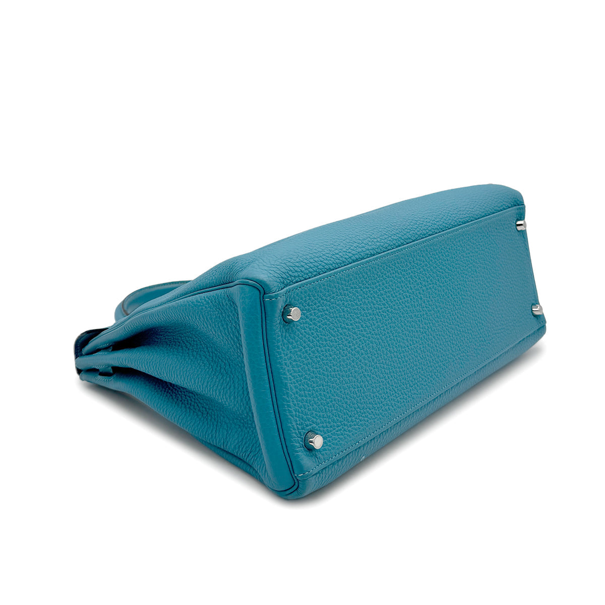 HERMES KELLY 35 RETOURNE TURQUOISE TOGO HAND SHOULDER BAG 2014 SQUARE R PALLADIUM HARDWARE 90319922