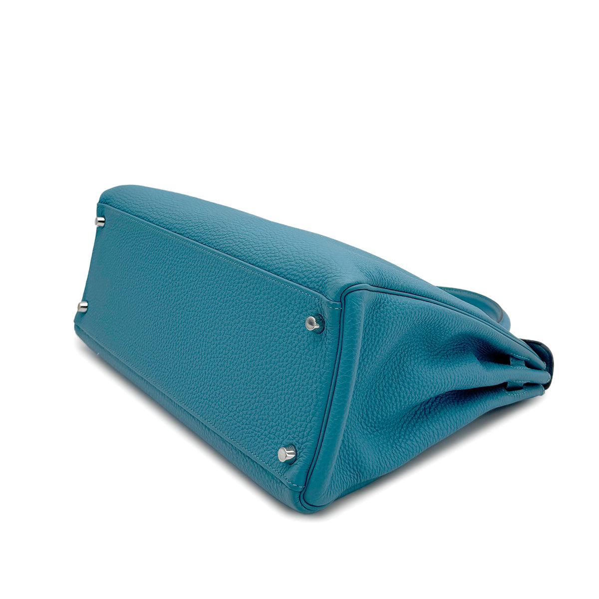 HERMES KELLY 35 RETOURNE TURQUOISE TOGO HAND SHOULDER BAG 2014 SQUARE R PALLADIUM HARDWARE 90319922