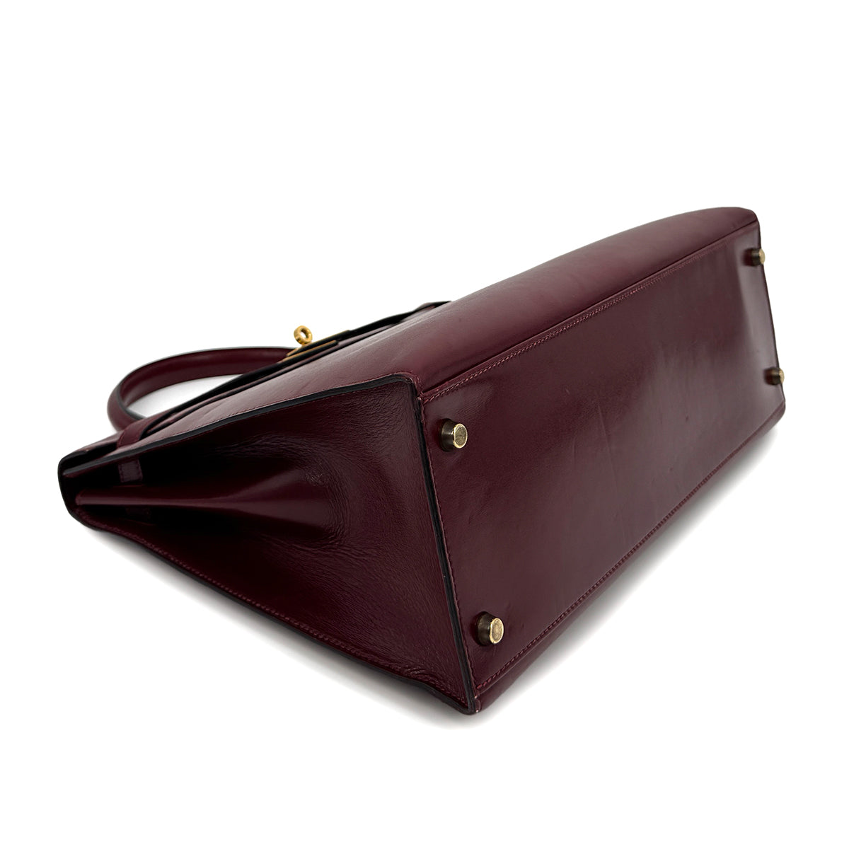 HERMES KELLY 35 SELLIER ROUGE H BOXCALF HAND SHOULDER BAG 1989 CIRCLE S GOLD HARDWARE 90313341