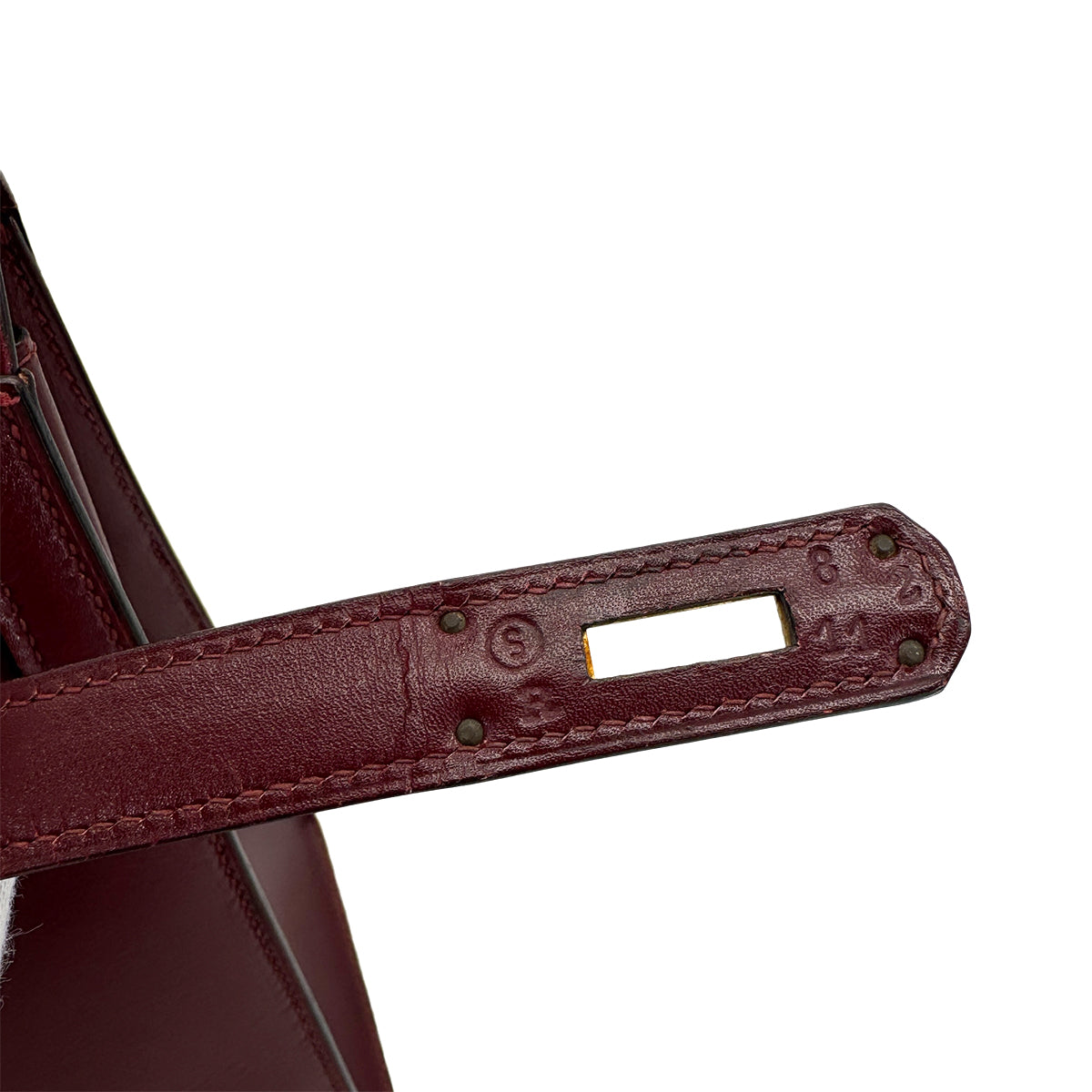 HERMES KELLY 35 SELLIER ROUGE H BOXCALF HAND SHOULDER BAG 1989 CIRCLE S GOLD HARDWARE 90313341