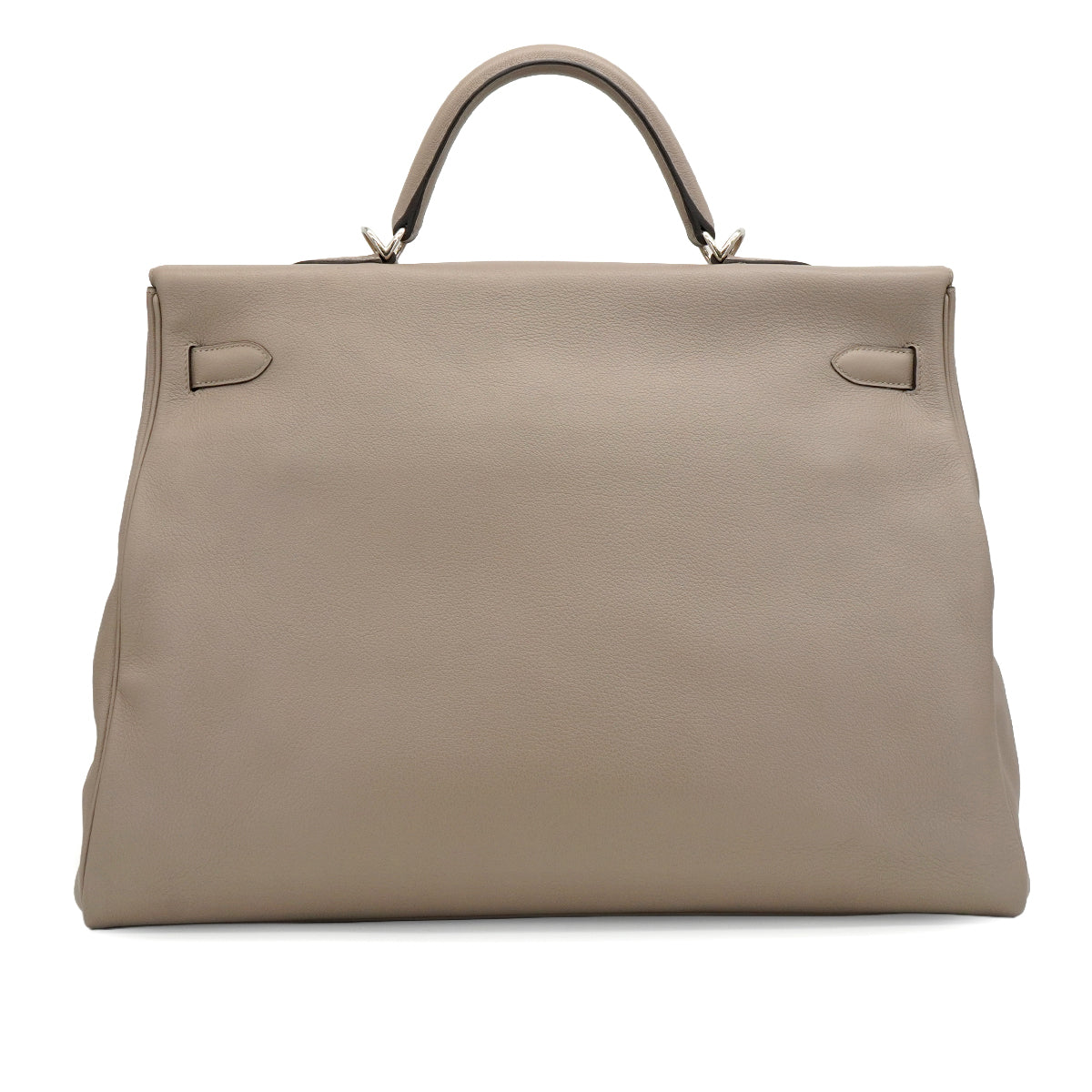 HERMES KELLY 50 RELAX VOYAGE RETOURNE GRIS ASPHALTE TAURILLON NOVILLO HAND SHOULDER BAG 2021 Z STAMP PALLADIUM HARDWARE 90335803