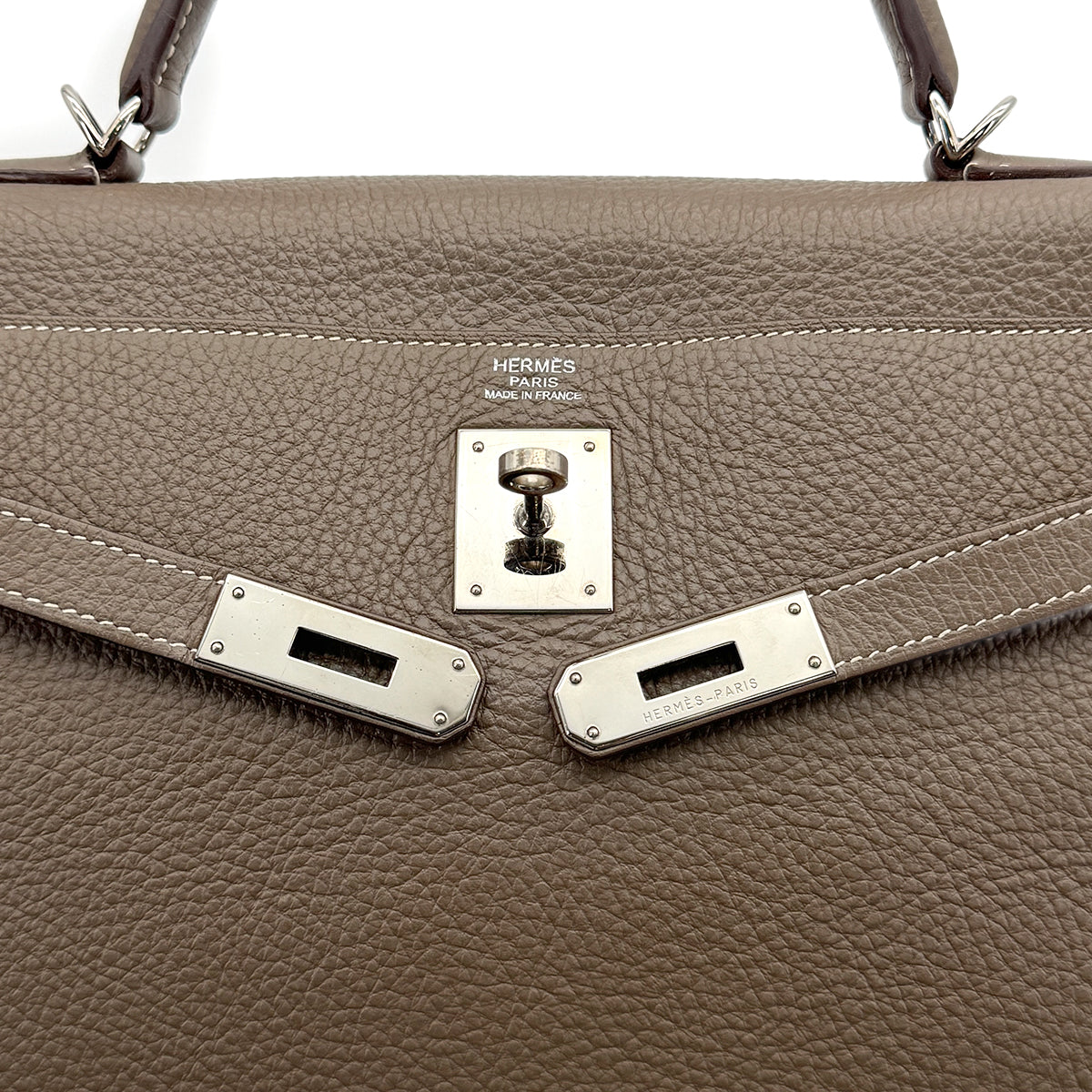 HERMES KELLY AMAZON 32 RETOURNE ETOUPE TOGO HAND SHOULDER BAG 2010 SQUARE N PALLADIUM HARDWARE 90277075