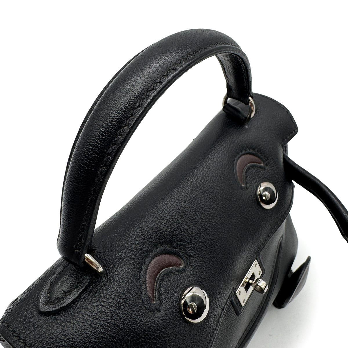 HERMES KELLY DOLL BLACK VEAU GULLIVER HAND BAG 2000 SQUARE D PALLADIUM HARDWARE 90323974