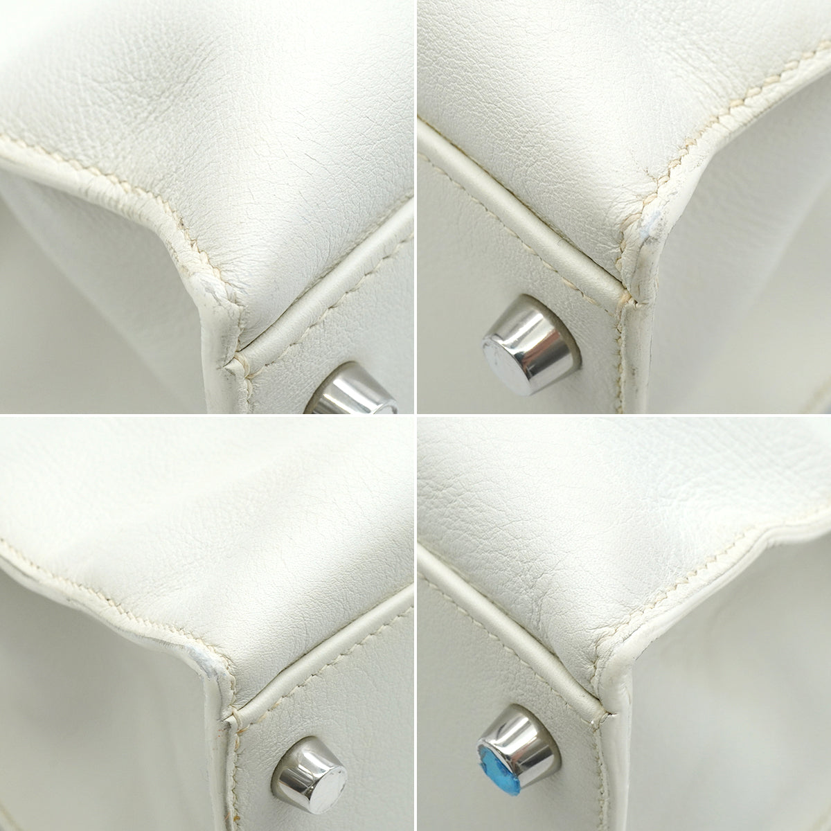 HERMES KELLY FLAT 35 WHITE VEAU SWIFT HAND SHOULDER BAG 2007 SQUARE K PALLADIUM HARDWARE 90346984