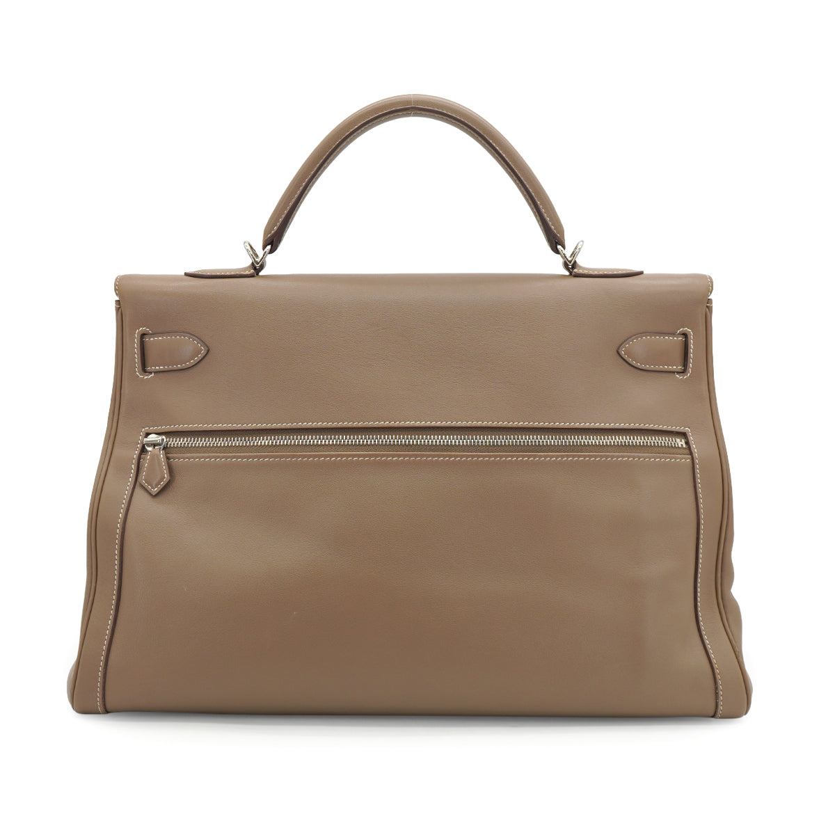 HERMES KELLY LAKIS 40 RETOURNE ETOUPE VEAU SWIFT HAND SHOULDER BAG 2011 SQUARE O PALLADIUM HARDWARE 90331849