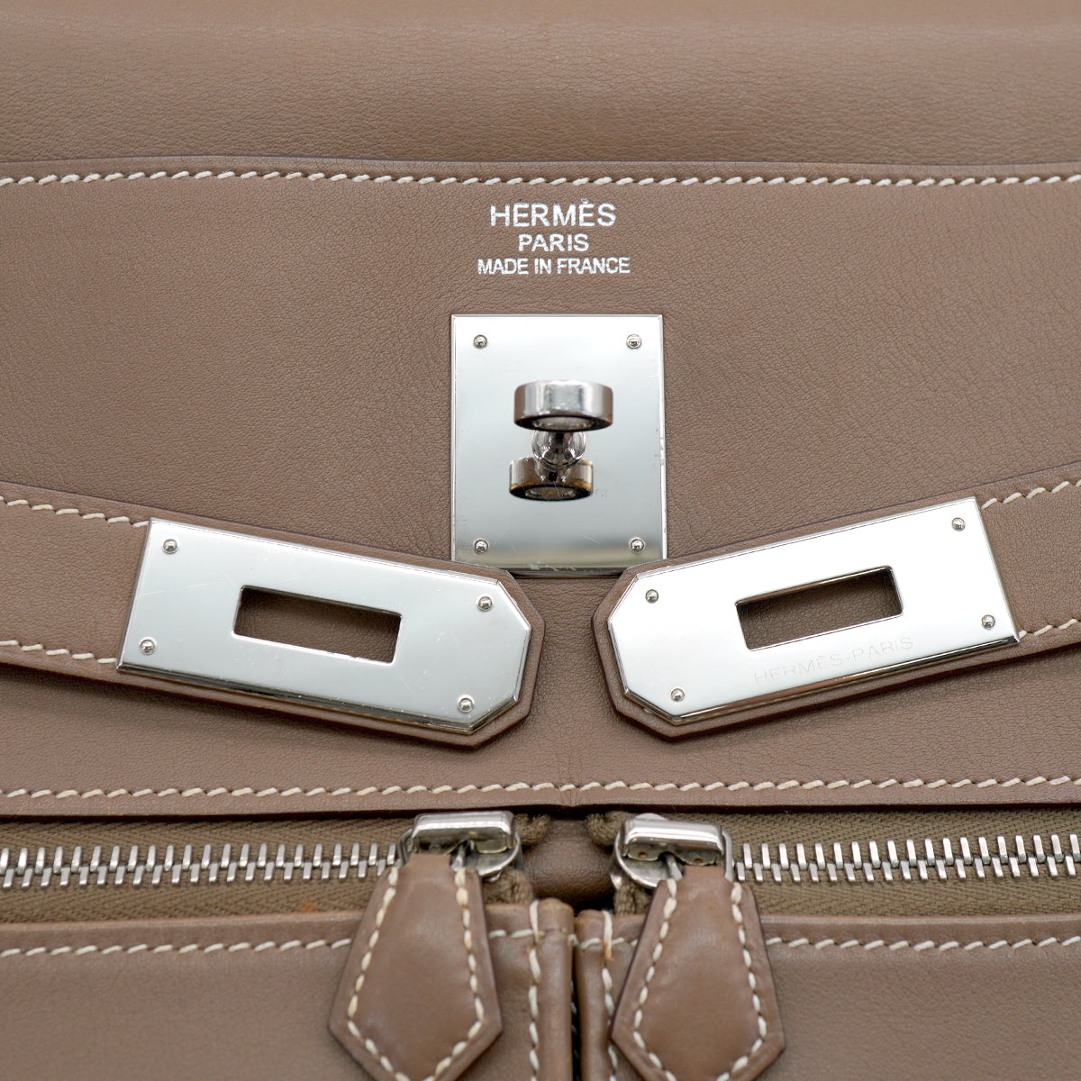 HERMES KELLY LAKIS 40 RETOURNE ETOUPE VEAU SWIFT HAND SHOULDER BAG 2011 SQUARE O PALLADIUM HARDWARE 90331849