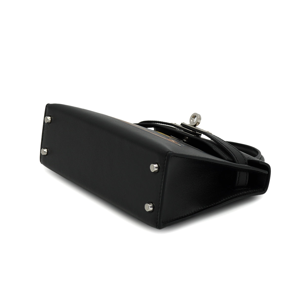 HERMES KELLY MINI 2 CHEVAL DE BOIS BLACK TADELAKT HAND SHOULDER BAG 2024 W STAMP PALLADIUM HARDWARE 90331234