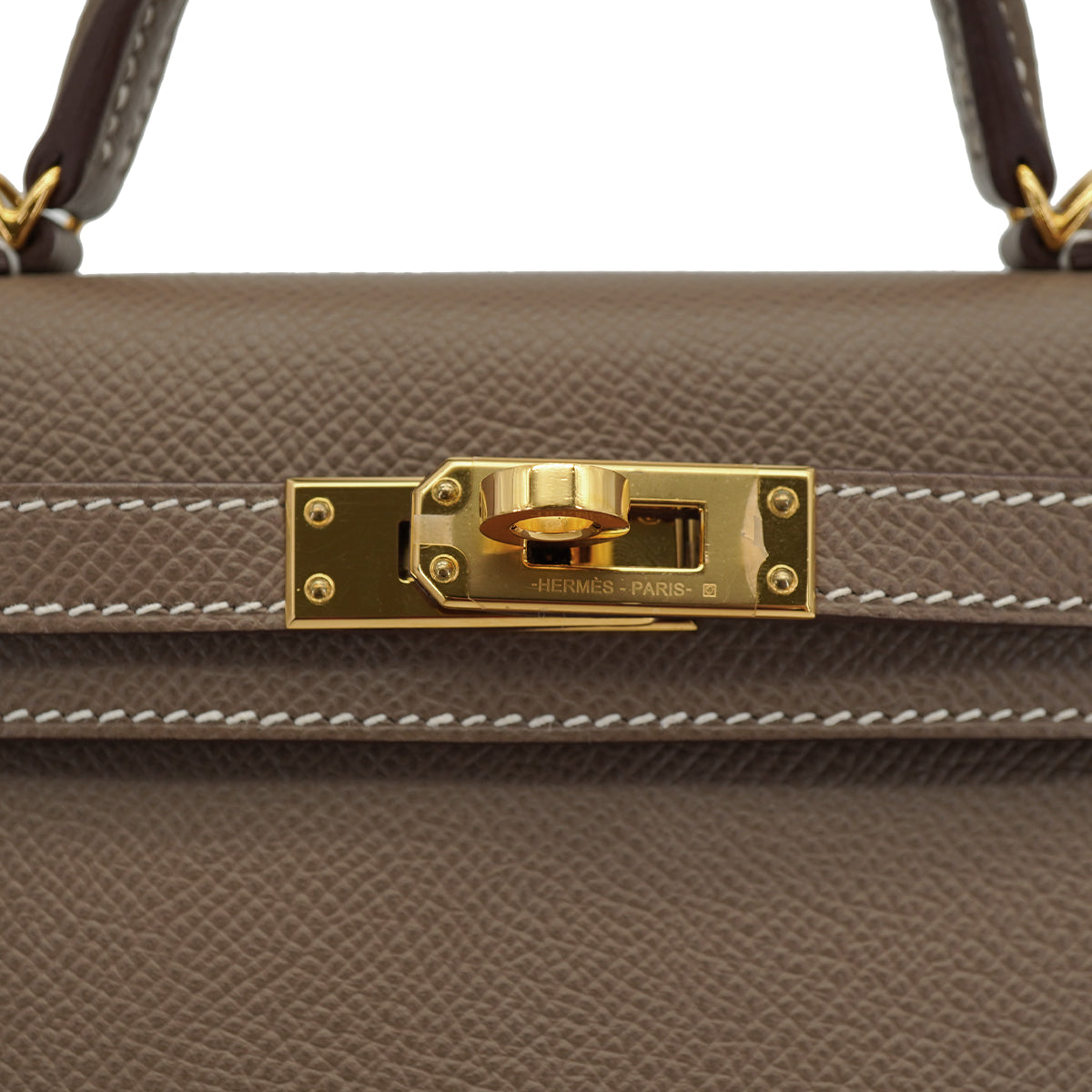 HERMES KELLY MINI 2 ETOUPE EPSOM HAND SHOULDER BAG 2021 Z STAMP GOLD HARDWARE 90334131