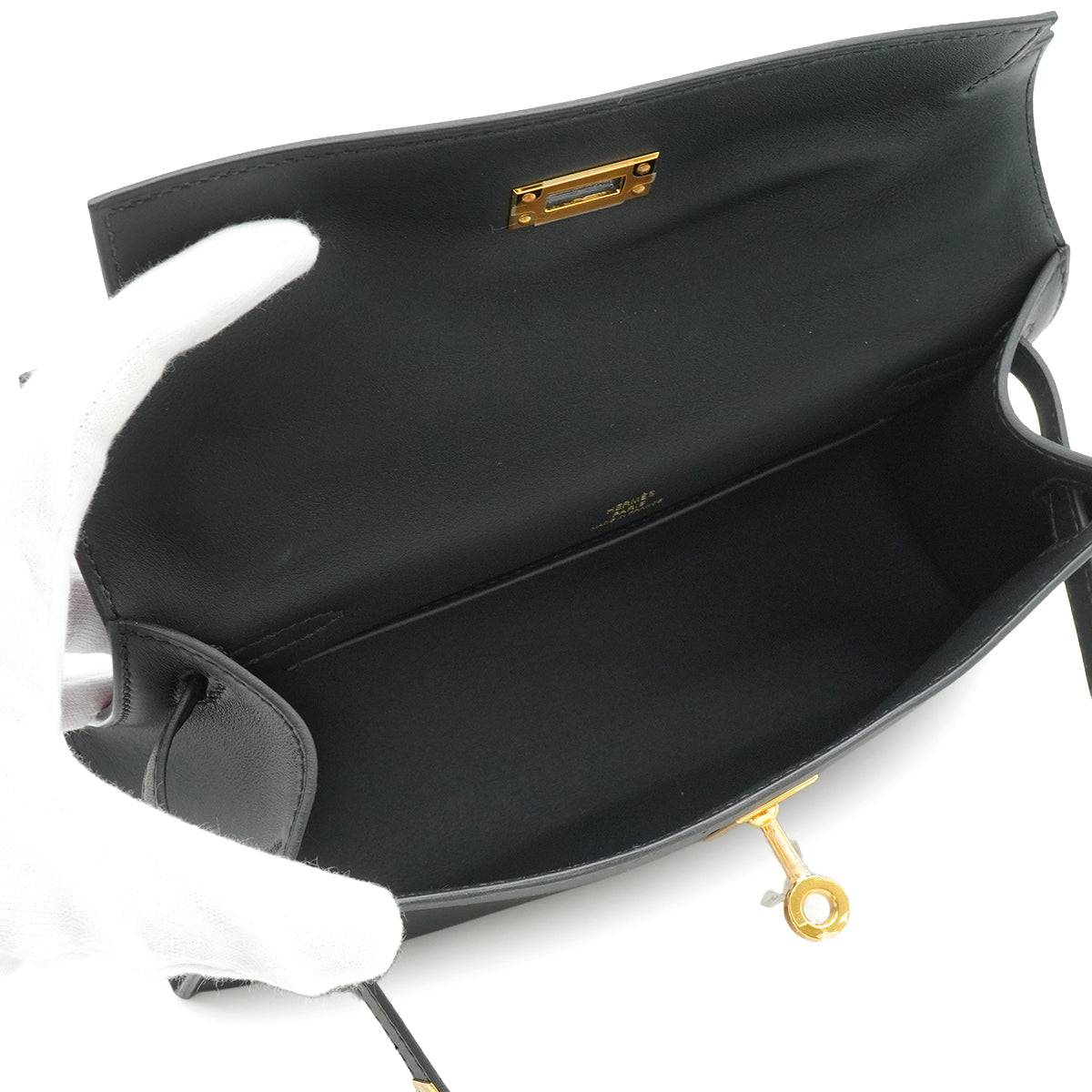 HERMES KELLY POCHETTE SELLIER BLACK VEAU SWIFT HAND BAG 2024 W STAMP GOLD HARDWARE 90331852