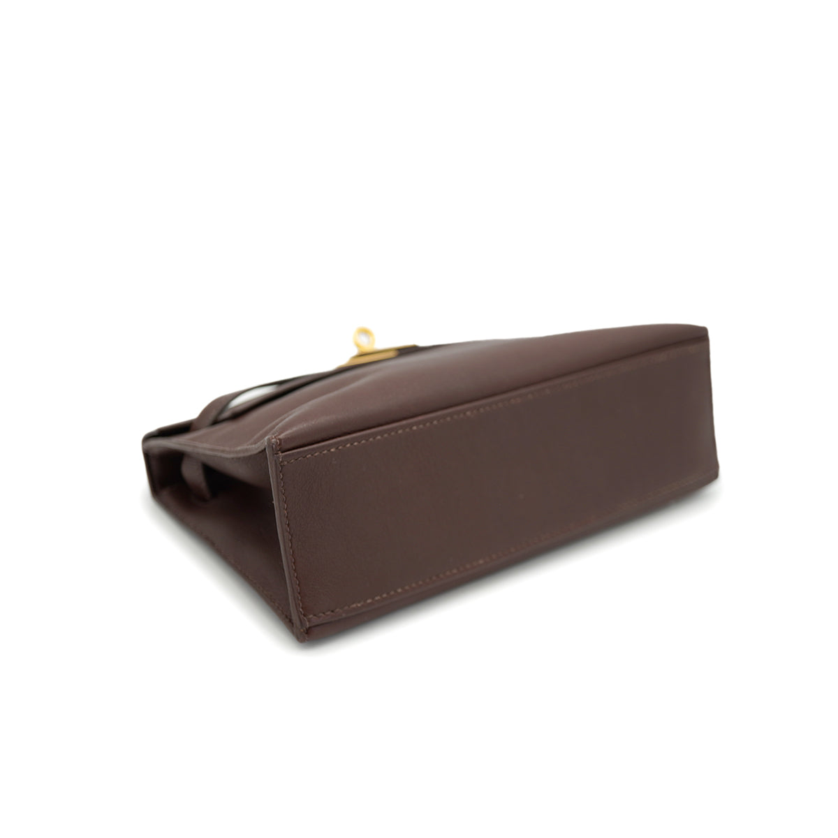 HERMES KELLY POCHETTE SELLIER HAVANE EVERGRAIN HAND BAG 2008 SQUARE L GOLD HARDWARE 90330948