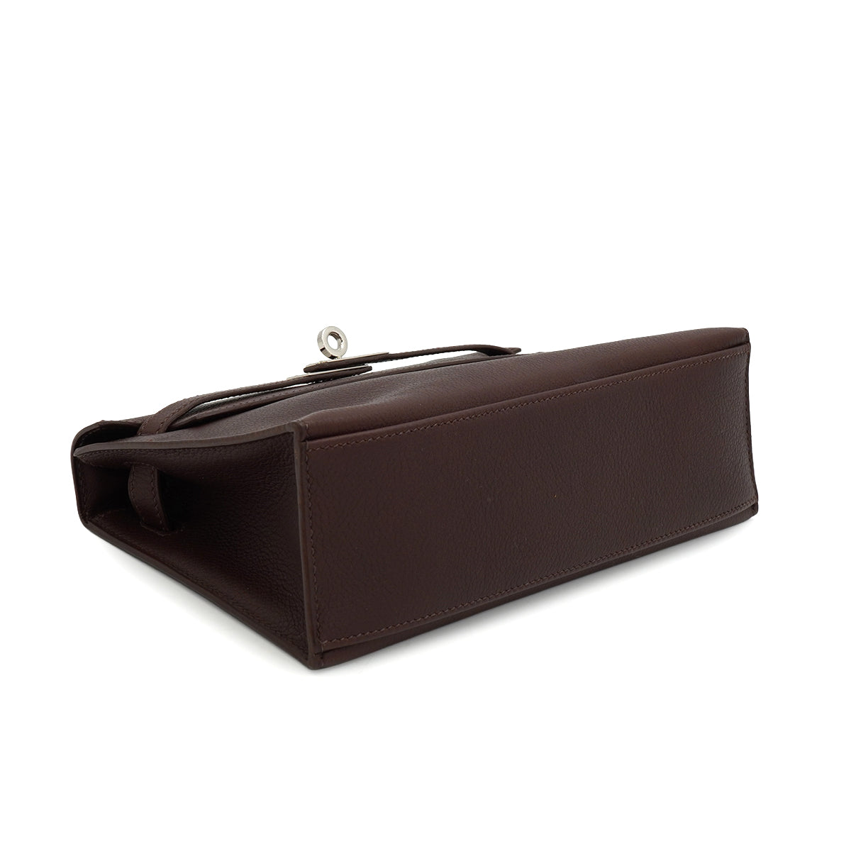HERMES KELLY POCHETTE SELLIER HAVANE EVERGRAIN HAND BAG 2006 SQUARE J PALLADIUM HARDWARE 90339639