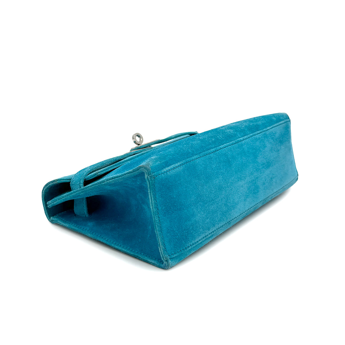HERMES KELLY POCHETTE SELLIER TURQUOISE DEBRIS HAND BAG 2005 SQUARE I PALLADIUM HARDWARE 90322169