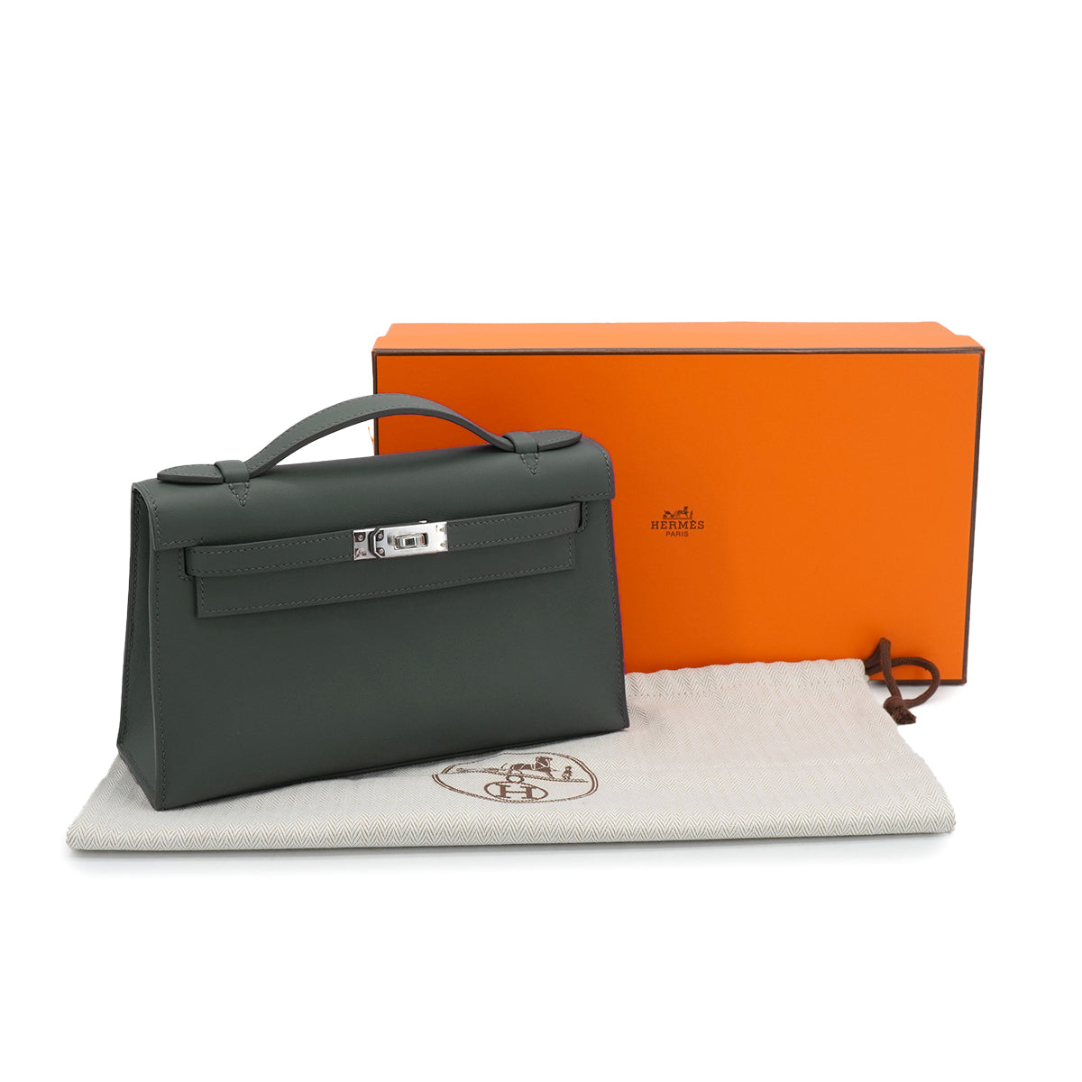 HERMES KELLY POCHETTE SELLIER VERT MANGROVE VEAU SWIFT HAND BAG 2025 K STAMP PALLADIUM HARDWARE 90333711