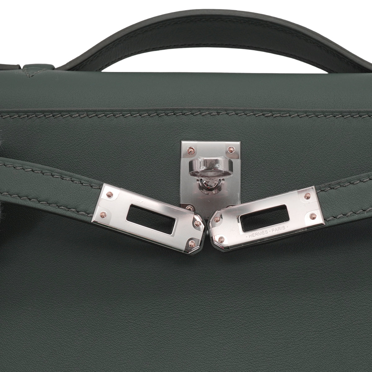 HERMES KELLY POCHETTE SELLIER VERT MANGROVE VEAU SWIFT HAND BAG 2025 K STAMP PALLADIUM HARDWARE 90333711