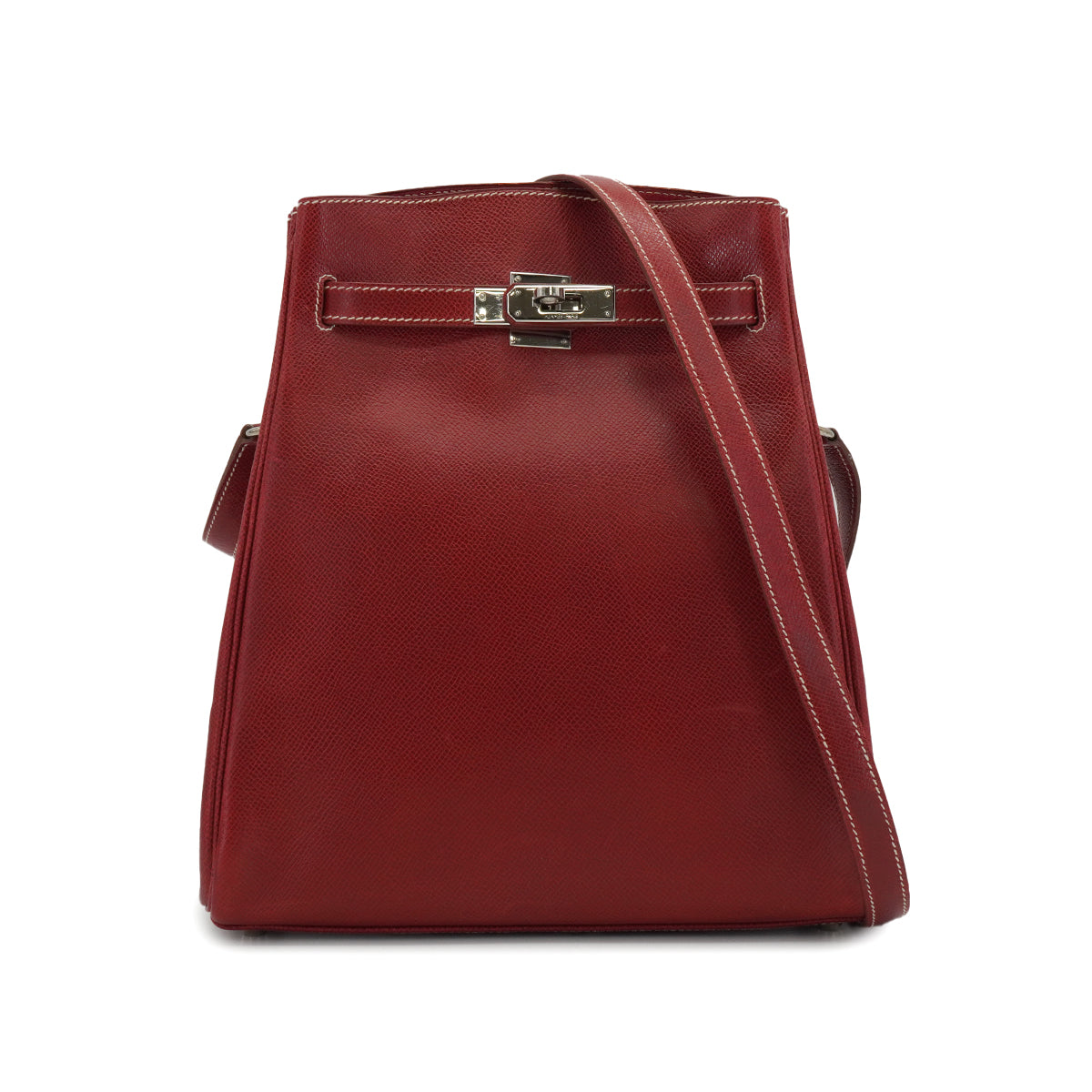 HERMES KELLY SPORTS MM ROUGE H LISSE SHOULDER BAG 2001 SQUARE E PALLADIUM HARDWARE 90339635