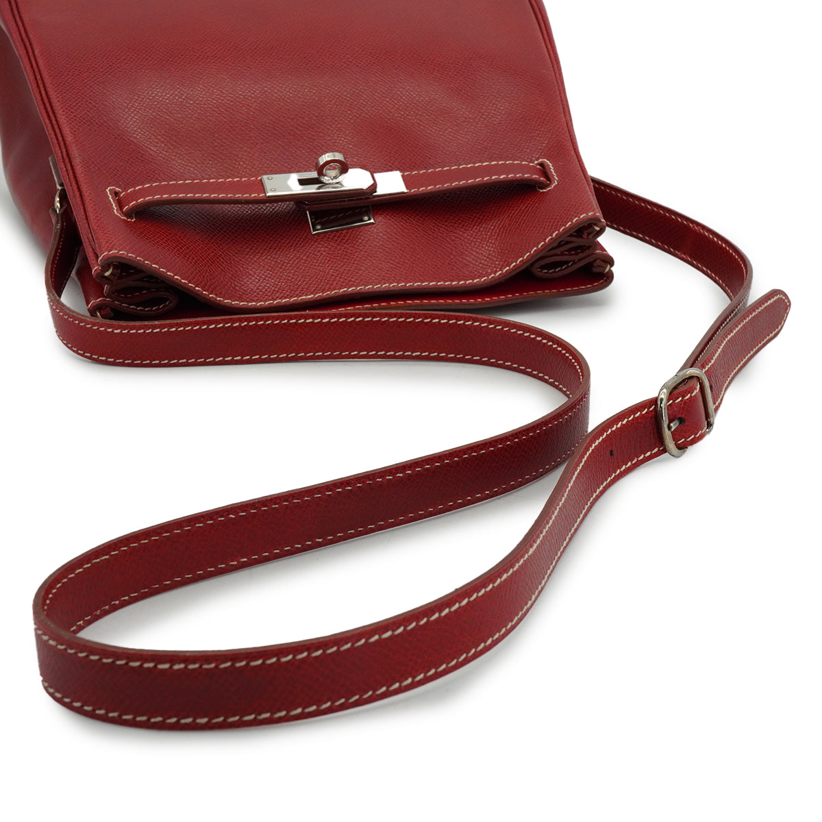 HERMES KELLY SPORTS MM ROUGE H LISSE SHOULDER BAG 2001 SQUARE E PALLADIUM HARDWARE 90339635