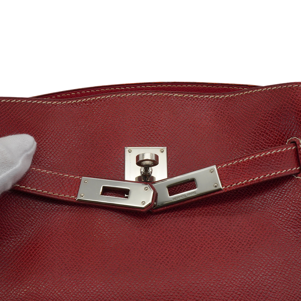 HERMES KELLY SPORTS MM ROUGE H LISSE SHOULDER BAG 2001 SQUARE E PALLADIUM HARDWARE 90339635