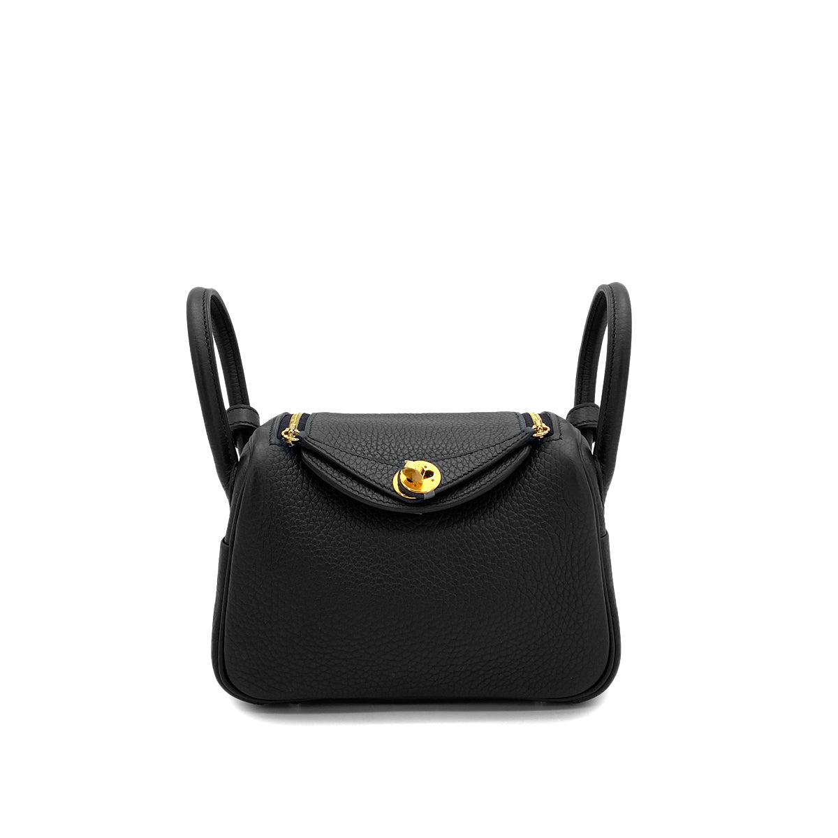 HERMES LINDY MINI BLACK TAURILLON CLEMENCE SHOULDER BAG 2025 K STAMP GOLD HARDWARE 90327289