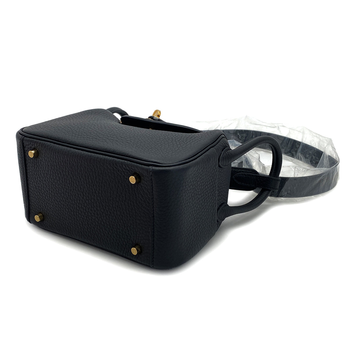 HERMES LINDY MINI BLACK TAURILLON CLEMENCE SHOULDER BAG 2025 K STAMP GOLD HARDWARE 90327289