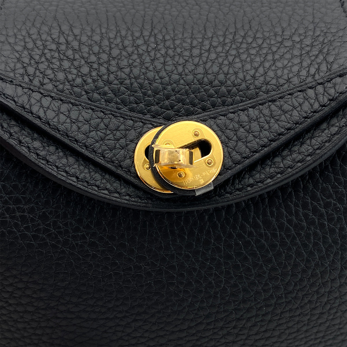 HERMES LINDY MINI BLACK TAURILLON CLEMENCE SHOULDER BAG 2025 K STAMP GOLD HARDWARE 90327289