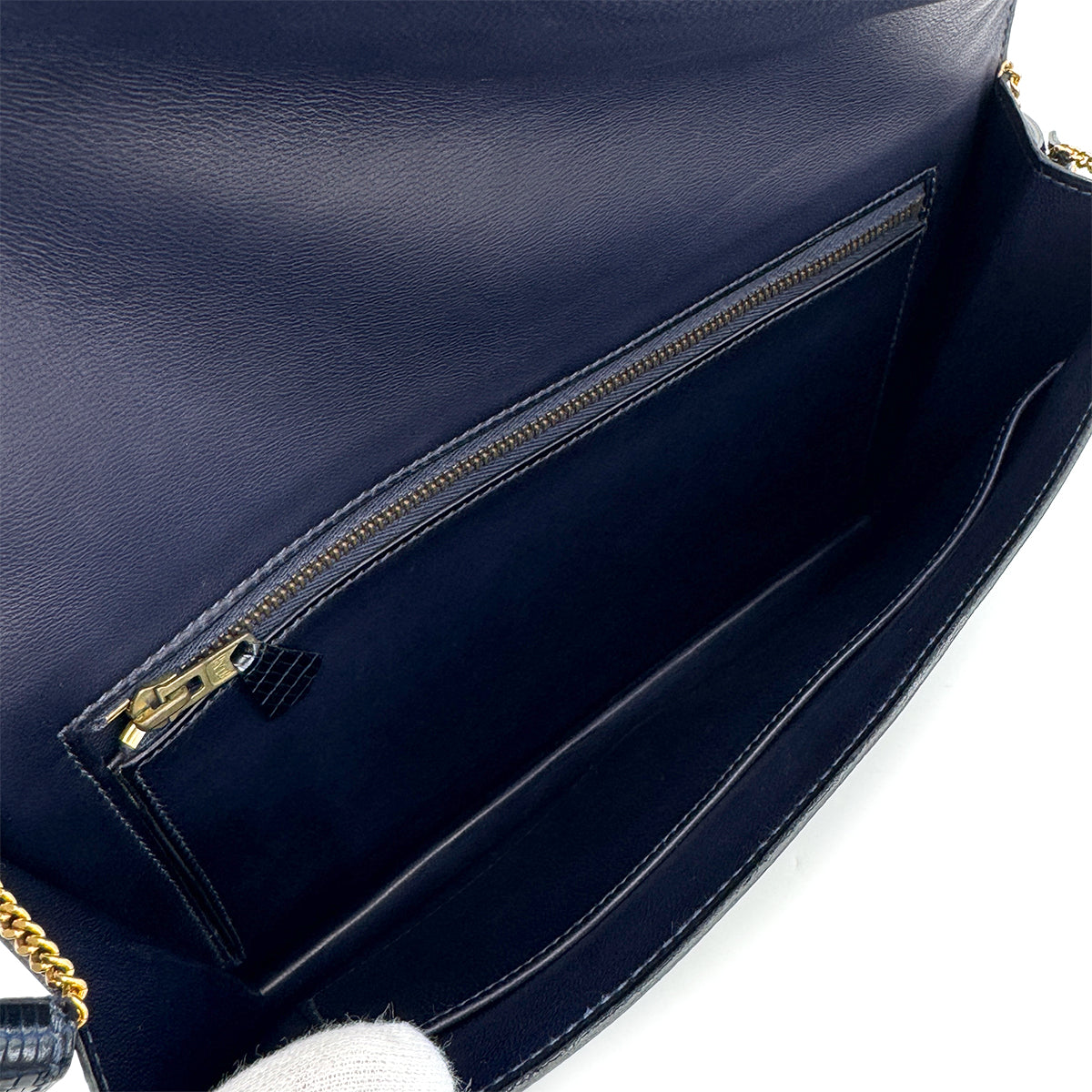 HERMES LYDIE BLUE MARIN LIZARD CLUTCH SHOULDER BAG 1982 CIRCLE L GOLD HARDWARE 90315024