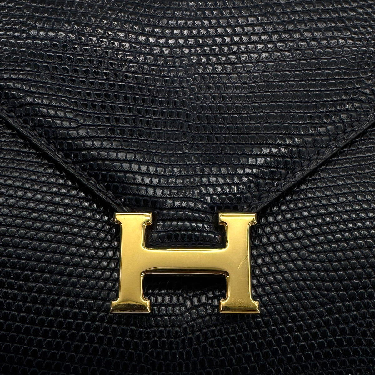HERMES LYDIE BLUE MARIN LIZARD CLUTCH SHOULDER BAG 1982 CIRCLE L GOLD HARDWARE 90315024