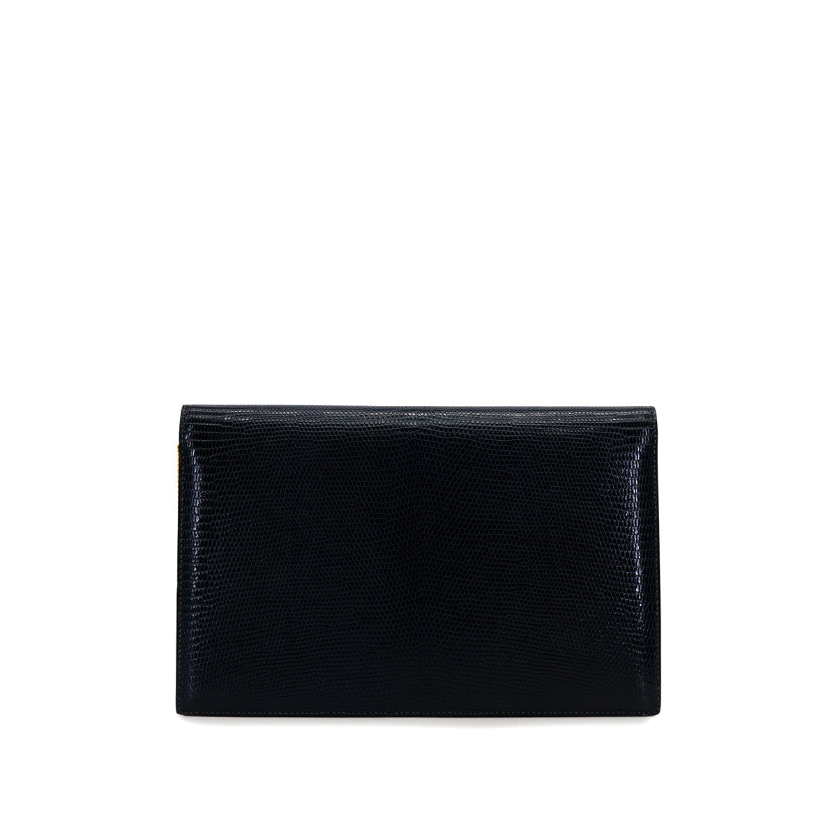 HERMES LYDIE BLUE MARIN LIZARD CLUTCH SHOULDER BAG 1982 CIRCLE L GOLD HARDWARE 90315024