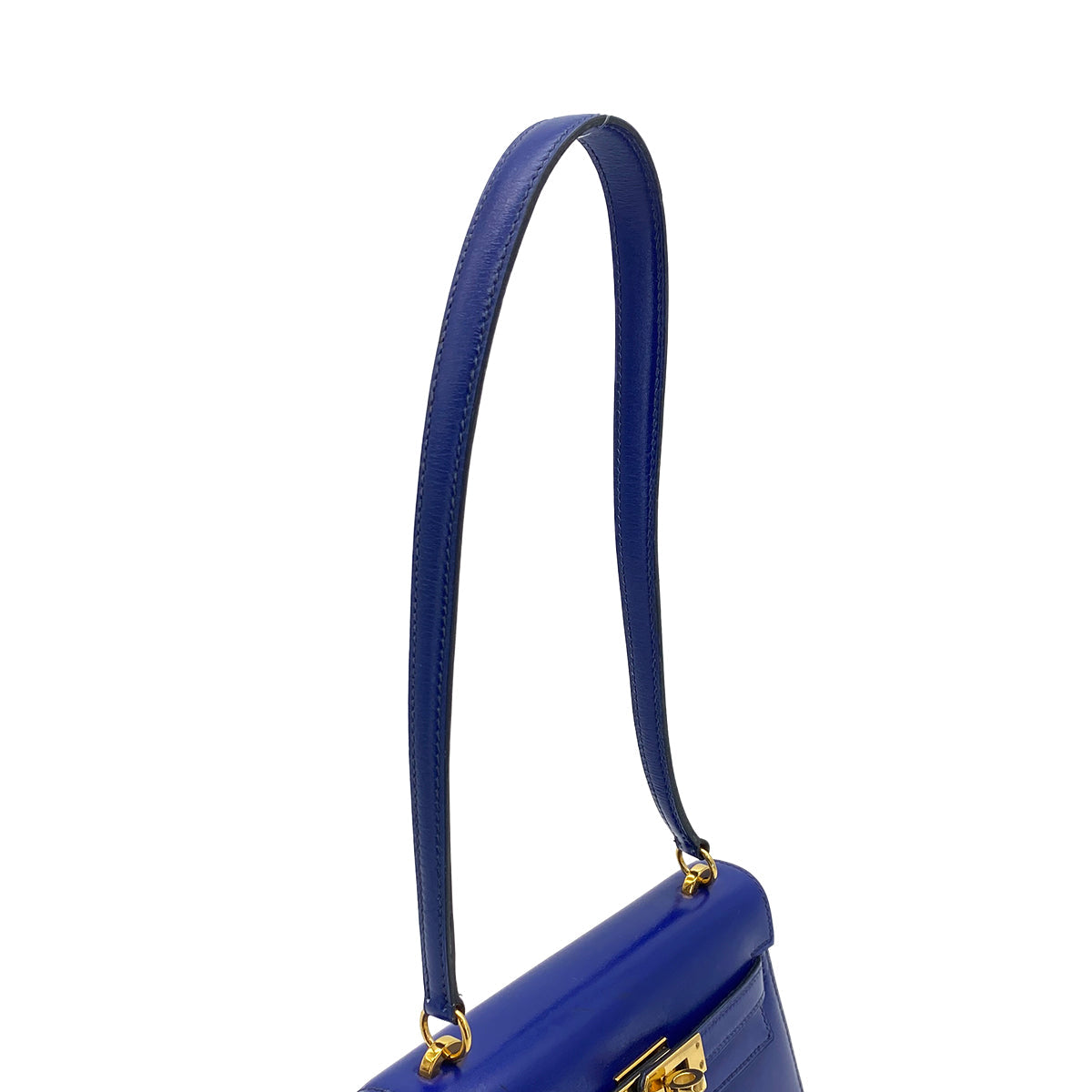 HERMES MINI KELLY 20 SELLIER BLUE ROY BOXCALF SHOULDER BAG 1988 CIRCLE R GOLD HARDWARE 90318199