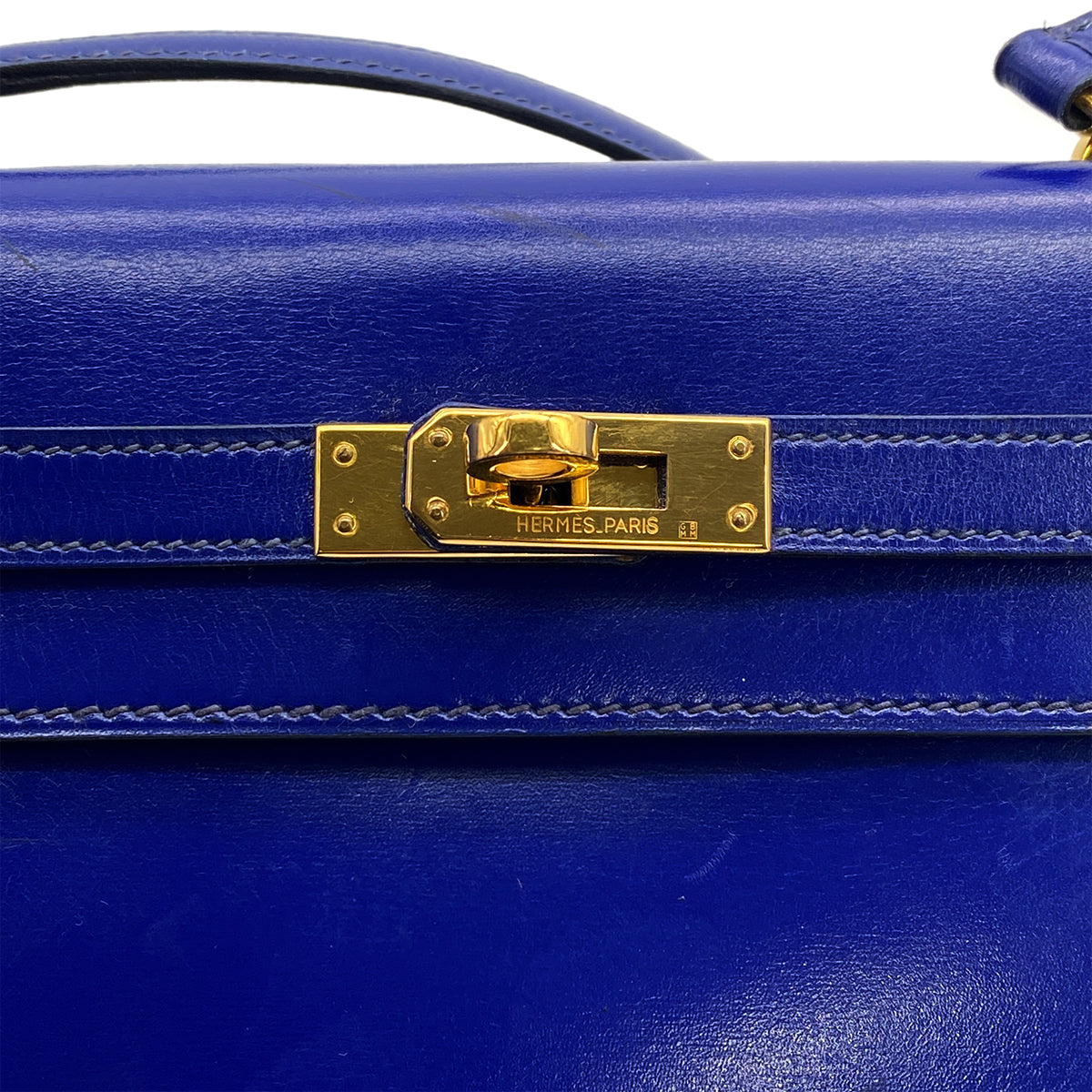 HERMES MINI KELLY 20 SELLIER BLUE ROY BOXCALF SHOULDER BAG 1988 CIRCLE R GOLD HARDWARE 90318199